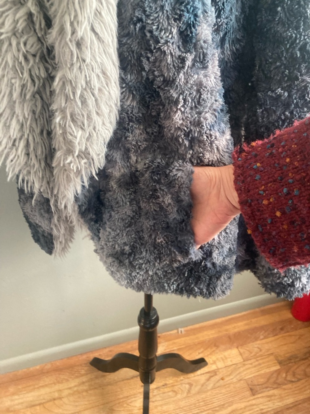 Faux-Fur Blue & Grey Cardi Jacket - Picture 3 of 5